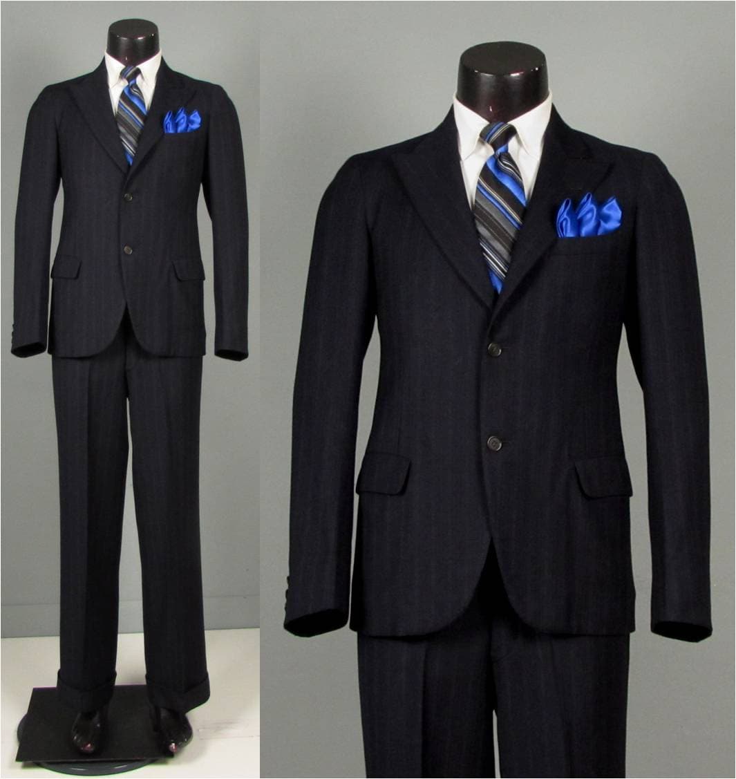 SALE Vintage 1930s Mens Suit Navy Multi Stripe Wool NRA