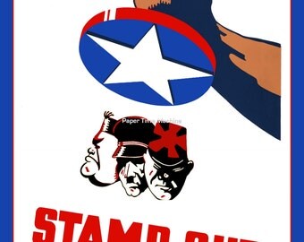 Stamp Out The Axis Germany Japan Italy Hitler Tojo Mussolini Patriotic World War Two Military Vintage Digitally Remastered Fine Art Print