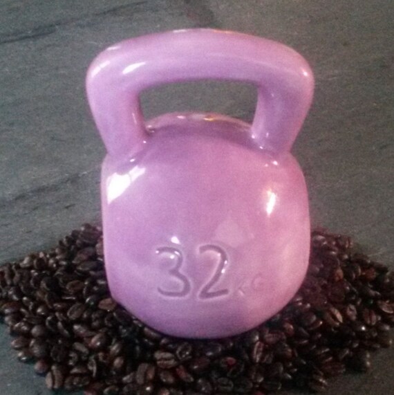 Ceramic Pink Kettlebell Coffee Mug 16 or 24 oz by Clazydayceramics