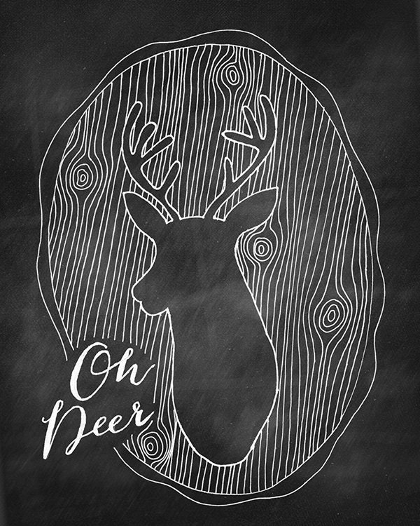 Oh Deer Ilustration Chalkboard Art Print by sarahfrancesart