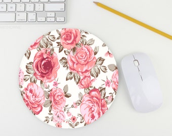 Mouse Pad / Floral Pink Mouse Pad / Flower Mousepad / Mat