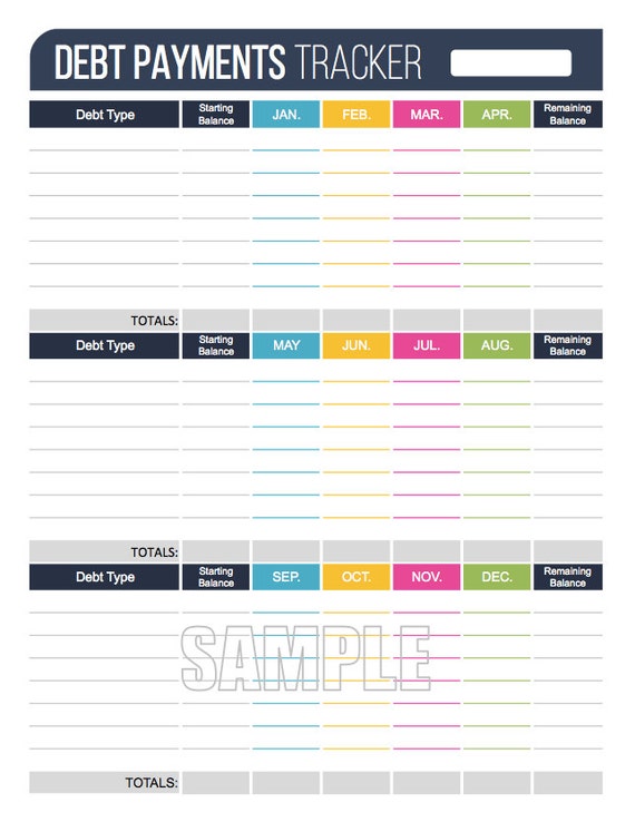 Debt Payment Tracker EDITABLE Personal Finance Organizing