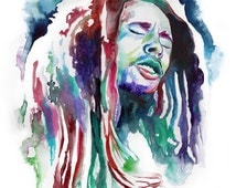 BOB MARLEY POSTER, Reggae poster, Bob Marley art print, Bob Marley portrait, - il_214x170.694833777_jmc5