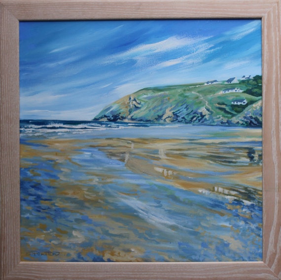 SALE Cornish Art. Original framed acrylic painting on canvas