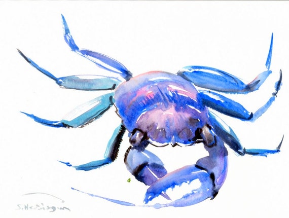 Blue Crab PAinting 12 x 9 in original watercolor painting