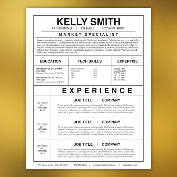 Resume Template, Cover Letter, References - Microsoft Word, Mac + PC ...