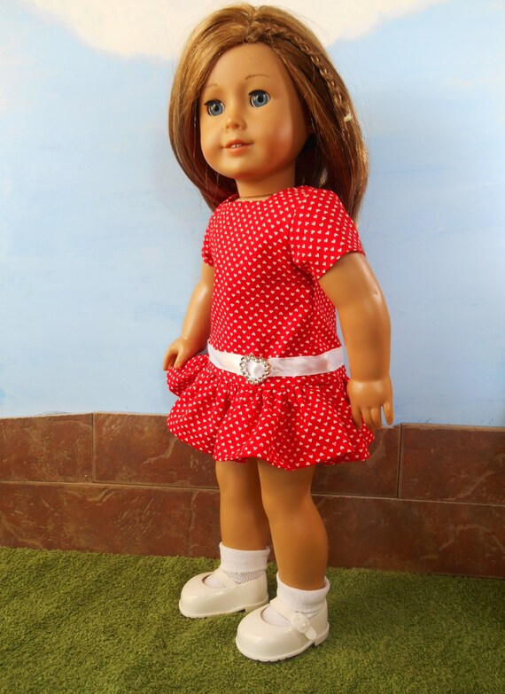 Red and White Doll Dress Valentine's Day by DonnaDesigned on Etsy