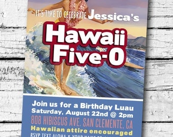 PRINTABLE Hawaii Five-0 50th Birthday Party Invitation Digital