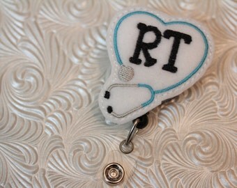For the Respitory Therapist - professional badge holder - retractable - badge reel - name badge holder - felt badge reel - badge clip