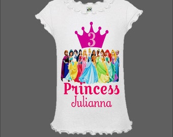 Disney Princess Birthday Shirt - Disney Princess Shirt with Elsa and Anna