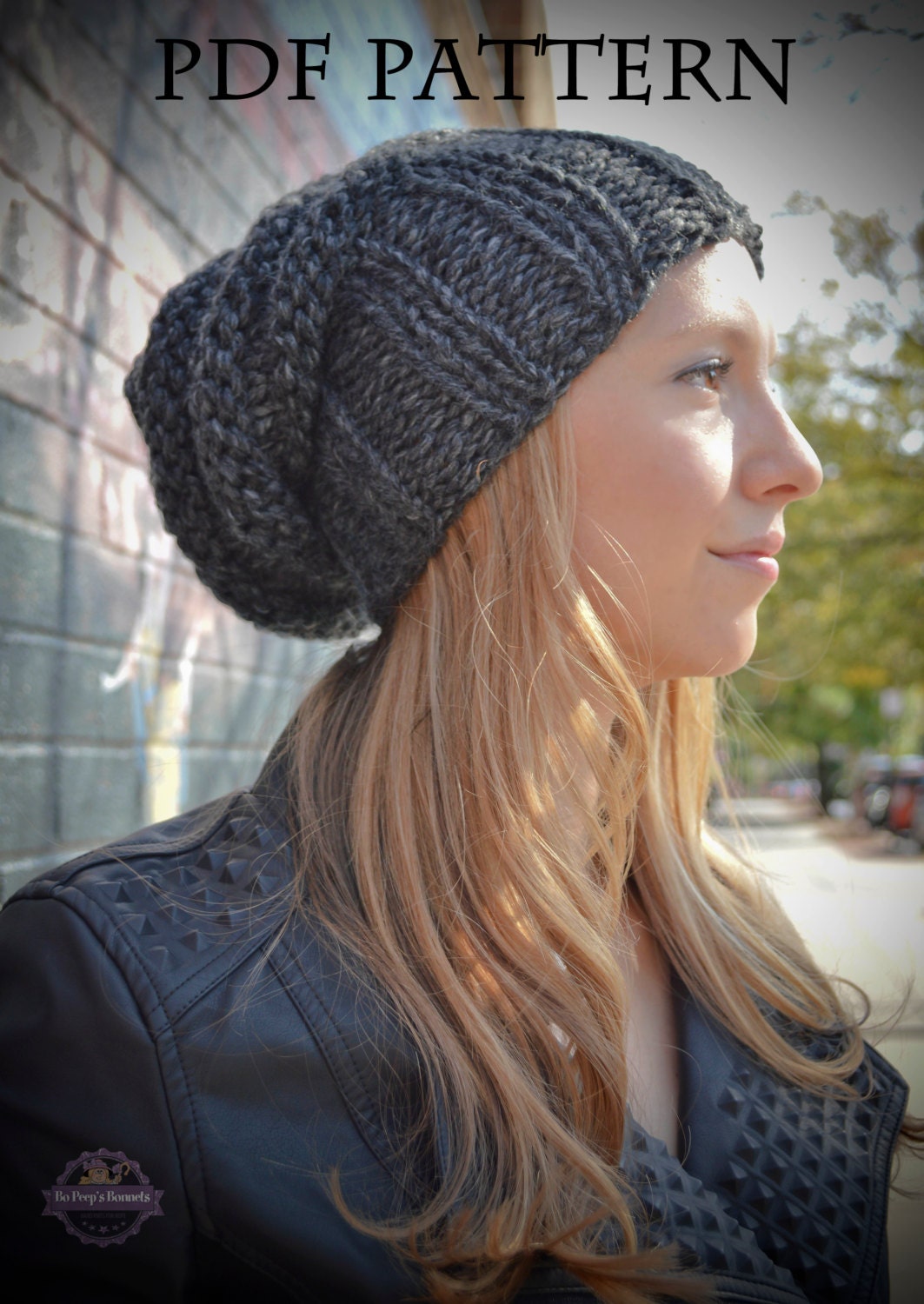 Knitting PATTERN, Womens Slouchy Hipster Beanie Knit Hat Pattern, Tam Ha...