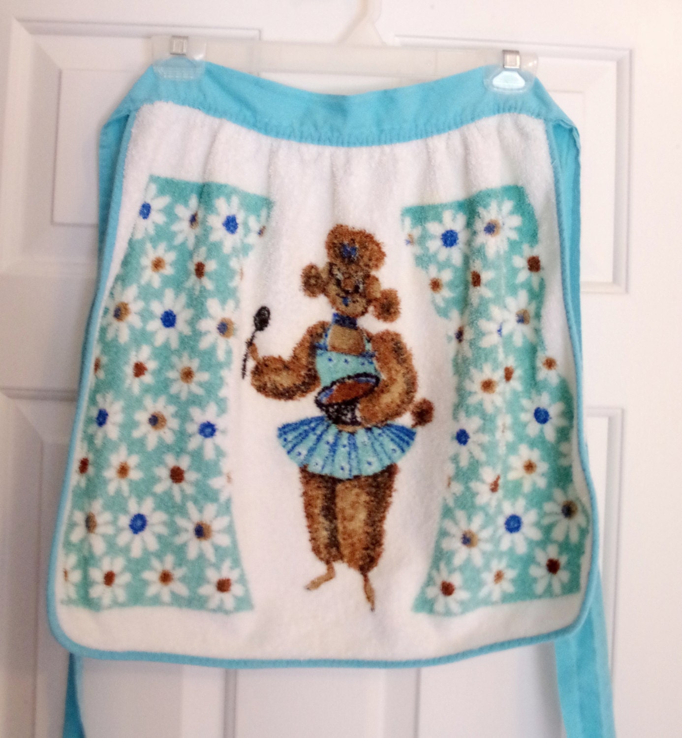 Terry Cloth Poodle Apron Vintage Half Apron by VintageByDollymae