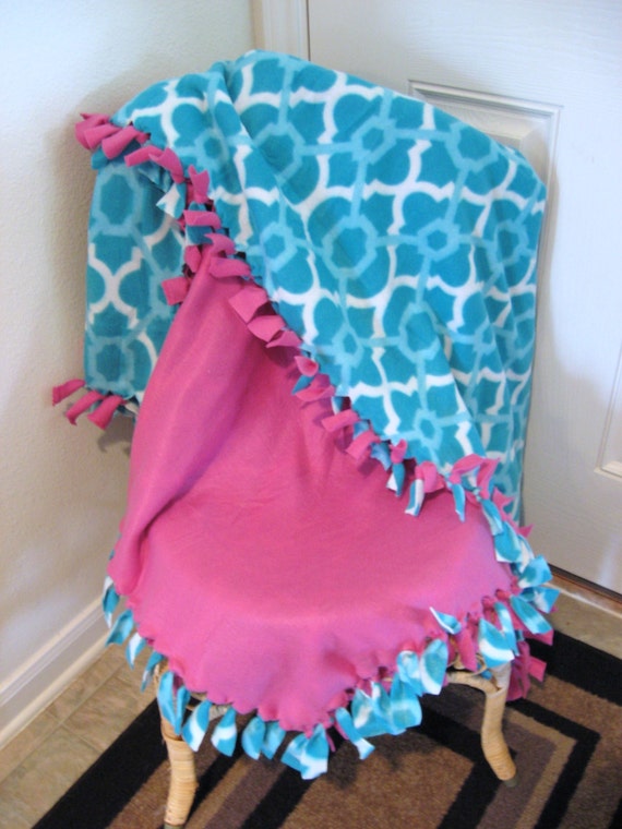 Hand Tied Fleece Blanket Lightweight KnottedThrow