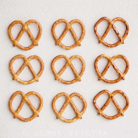 Pretzel Wall Art, Food Photo // Still Life, Macro Fine Art Photography, Minimalist Décor, Kitchen Art - 5x5/8x8/12x12