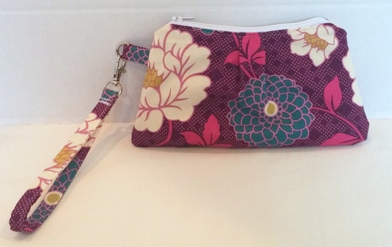 Purple wristlet clutch wrist wallet. Joel by EBeanDesigns on Etsy