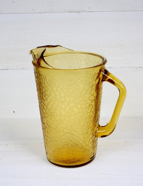 Vintage Amber Glass Pitcher by NanasAtticFairy on Etsy