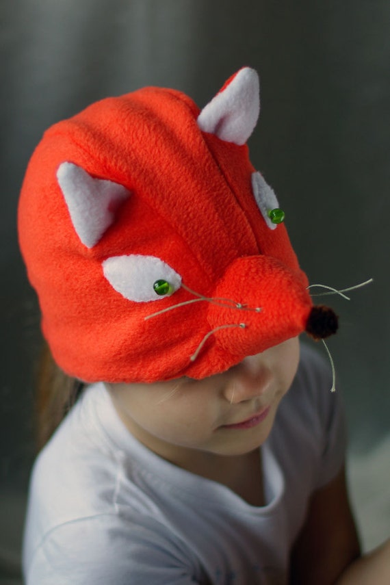 Orange fox costume hat fox fleece hat kids dress up by ESTtoYou