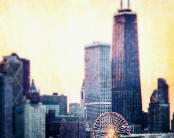 Chicago Art, Chicago Photography, Fine Art Print, Lakeshore, Chicago Skyline, Navy Pier, Ferris Wheel, Chicago Wall Decor - "Eye of Chicago"