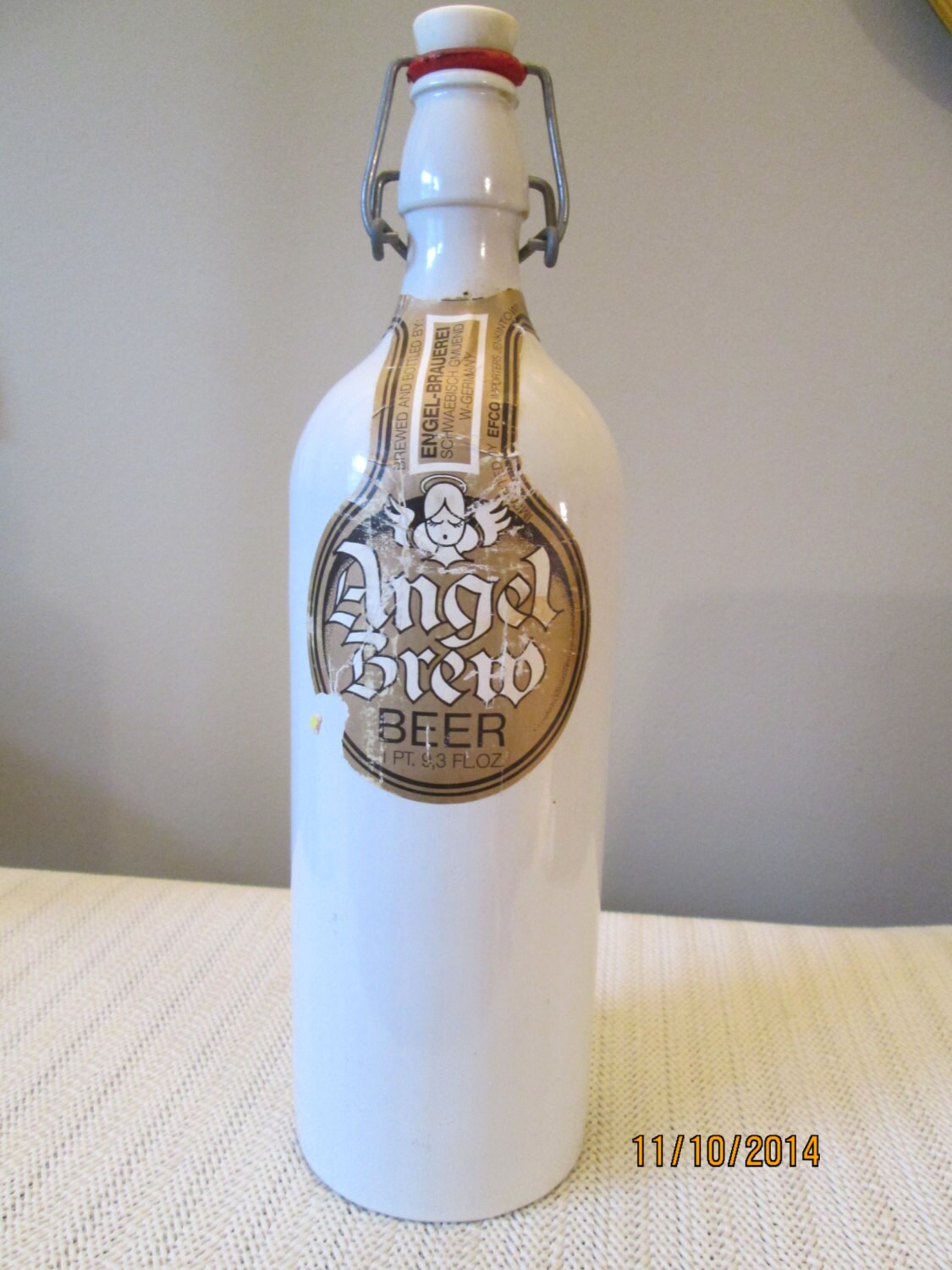 Vintage Stoneware Beer Bottle Angel Brew Beer Engle Brauerei