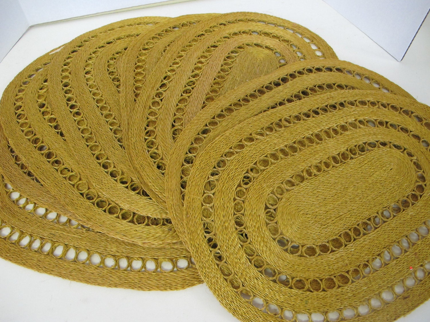 Mid Century Modern Straw Placemats Sisal Hemp Placemats