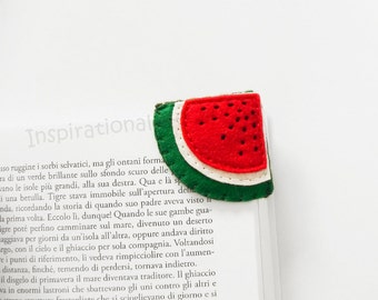Watermelon slice Felt Bookmark, corner bookmark for book lovers, funny embroidered bookmark, back to school gift