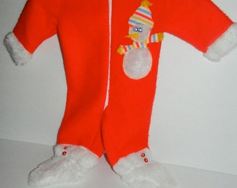 Vintage 1960s Tiny Tots Newborn Red Snowman Winter Outfit Made in Canada