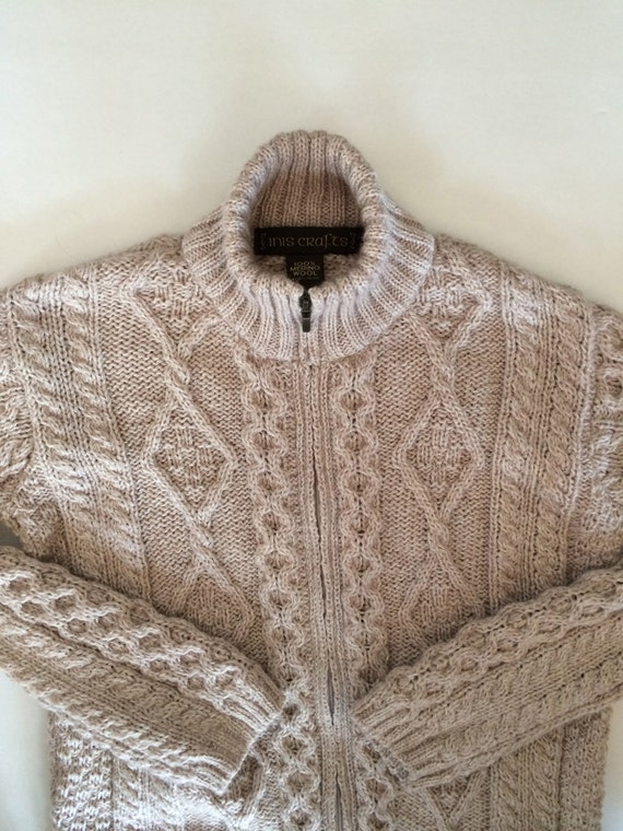 Irish Fisherman Sweater in Oatmeal Cream Wool Cable Knit