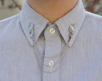 Silver Lightning Bolt Collar Clip Collar Chain