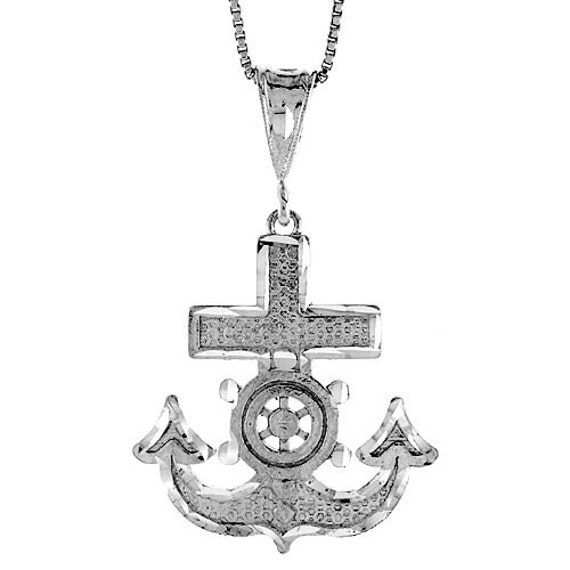 Sterling Silver Mariner's Cross Pendant 1 1/4 inch by WorldJewels