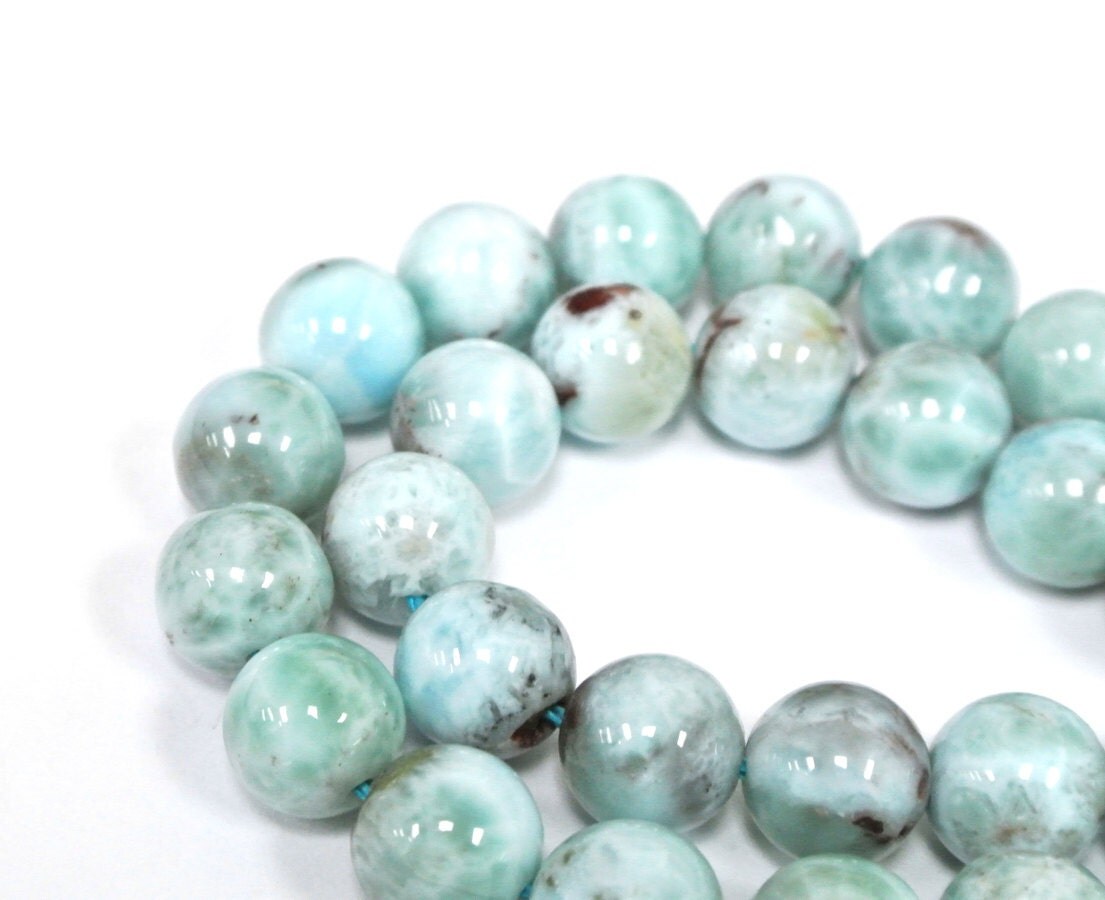 Larimar Beads Genuine Larimar 8mm Round Larimar Polished