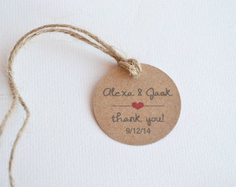 Mini Thank You 1.5" Round Kraft Small Label Tags - Custom Wedding Favor & Gift Tags