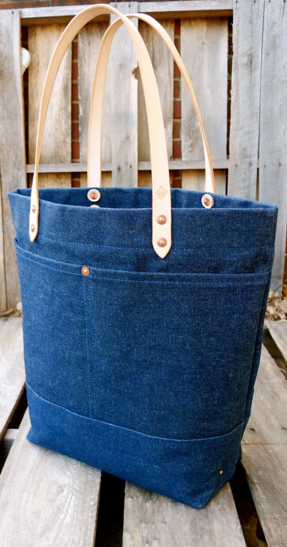 the denim small tote bag