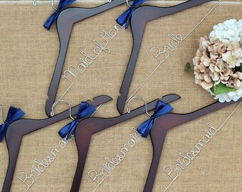 Set of 5 Personalized Bridal Hangers, Wedding Hanger, Bride Hanger, Mrs Hanger, Bridal Hanger