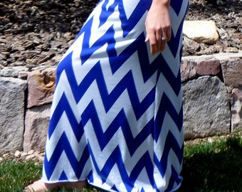 Chevron Striped Skirt Evening Blue
