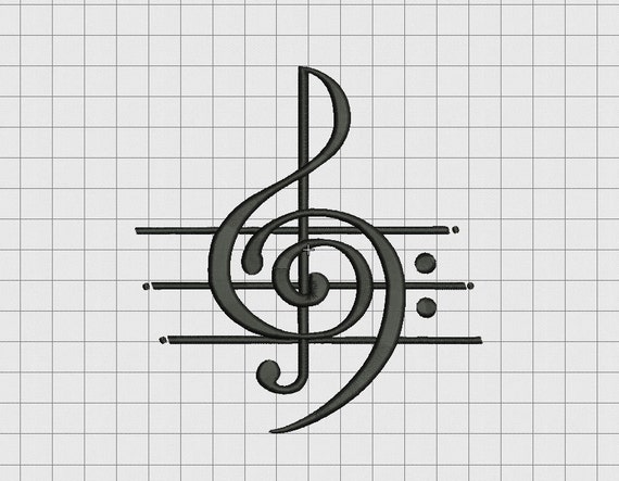 note e music symbol Note Musical Treble Clef Embroidery Music 2x2 in Design Art