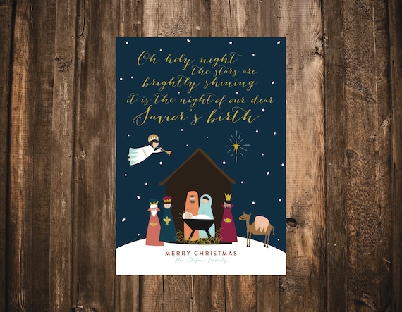 O Holy Night Christian Christmas Card // 10 5x7 by ...