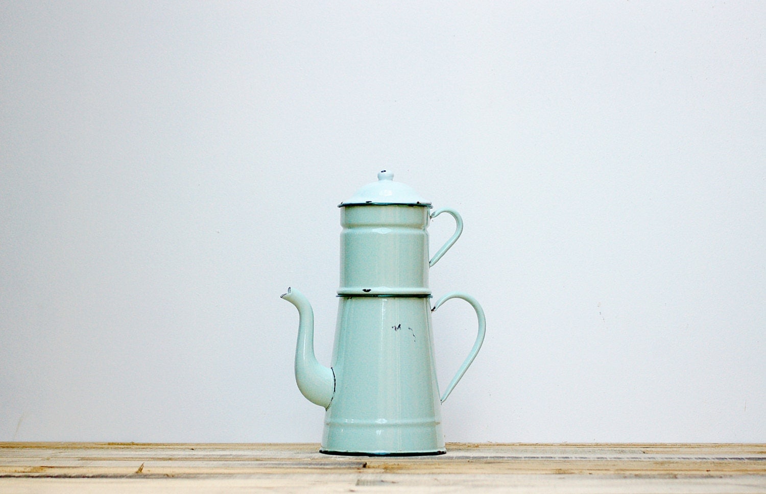 Coffee maker mint green French vintage mint green enamel