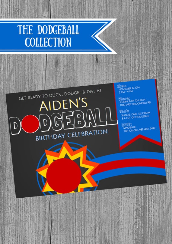 Dodgeball Birthday Party Invitations Dodgeball Theme Boy