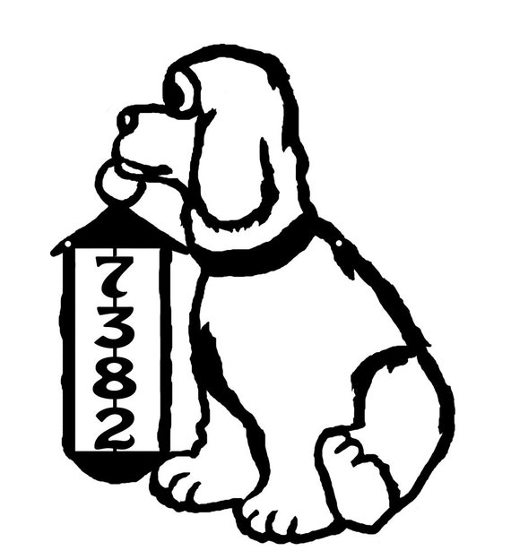 Dog and Lantern Metal Address Sign Metal House Number sign