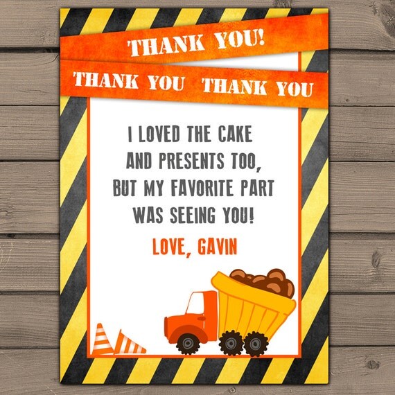 Thank you cards Construction Thank You Card with photo Thank