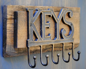 Rustic Key Holder Hook - Handcrafted from Reclaimed Wood - Wall Hanging for Keys - Wall Decor - Wall Organizer - Key Hook - Made to Order