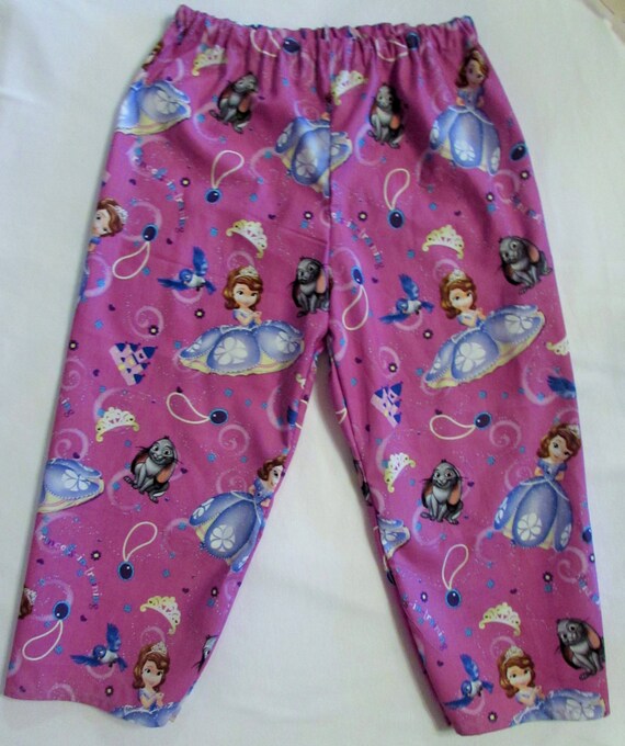 Sophia the First pajama cotton pants / elastic waste / 6 mon. to 14 children