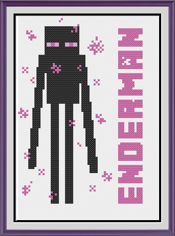 PATTERN: Enderman Minecraft pdf cross stitch by 