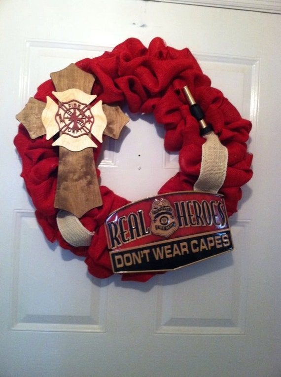 Firefighter Wreath,Firefighter Burlap Wreath,Firemen Wreath,Firemen Burlap Wreath,Firehouse Wreath,Firehouse Decor,Firemen Decor,EngineDecor