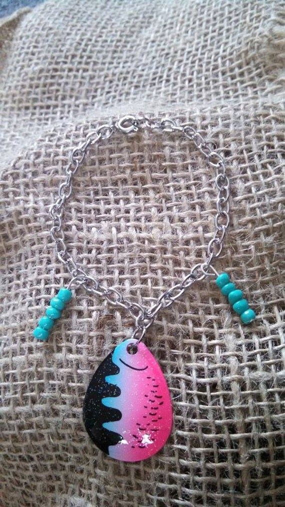 Fishing lure spinner charm bracelet
