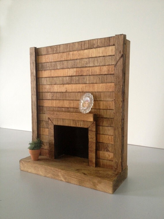 Barbie Size Rustic Wood Fireplace 16 Scale by OneinNature
