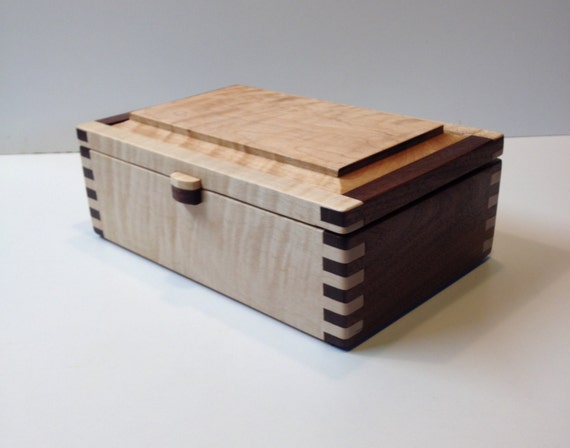 Curly maple and black walnut finger joint box by HartmanWoodworks