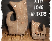 Primitive Kitty Long Whiskers Cat doll  Set of Two