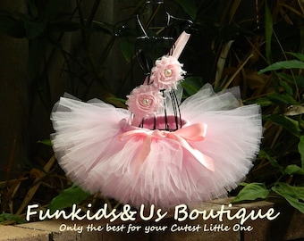 Pink Baby Tutu Set- Newborn Tutu and Headband- Pink Ballerina Birthday Tutu- photoshot-smash cake