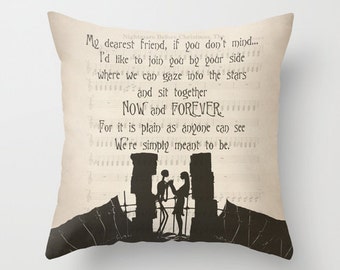 The Nightmare Before Christmas Throw Pillow Cover Jack and Sally "My dearest friend" Quote Pillow Jack and Sally Pillow Home Decor Gift